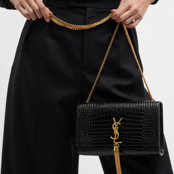 YSL Saint Laurent Kate Medium Tassel YSL Crossbody Bag in Croc-Embossed Leather - Picture 13 of 17